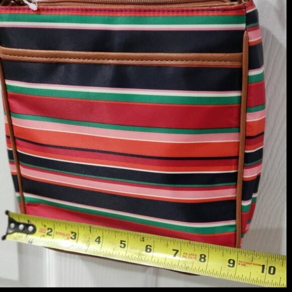 Laura Scott Colorful Striped Crossbody Bag – 3 Zipper Pockets, Adjustable Strap - Picture 9 of 14